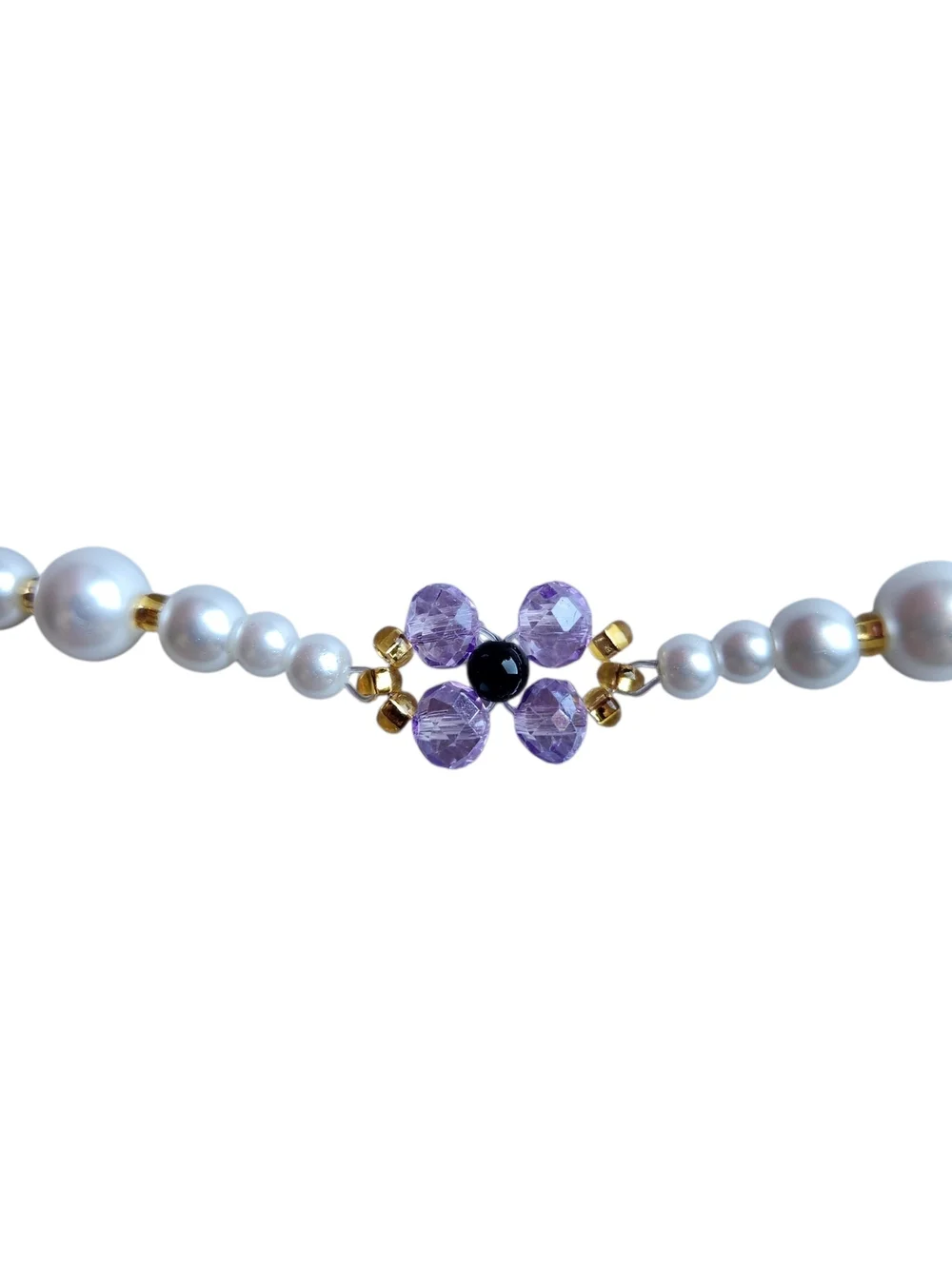 Elegant Pearl and Lavender Crystal Bracelet